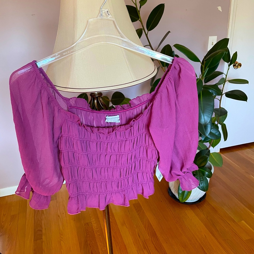 Urban outfitters cropped top with sheer sleeves